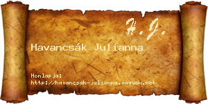 Havancsák Julianna névjegykártya